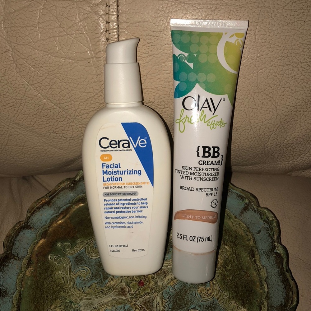 Cerave AM Facial Moisturizing Lotion, Garnier BB